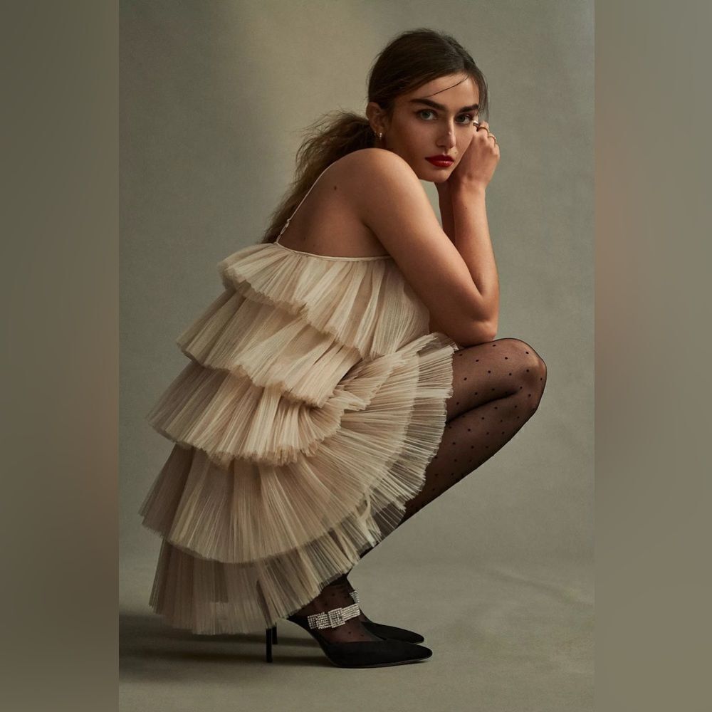 Maeve Strappy Tiered Tulle Mini Dress - Picture 2 of 8